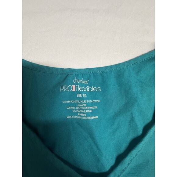 Cherokee Pro Flexibles, Womens Medical Scrub Top Size 3XL, Color Teal, V-Neck - Picture 4 of 9